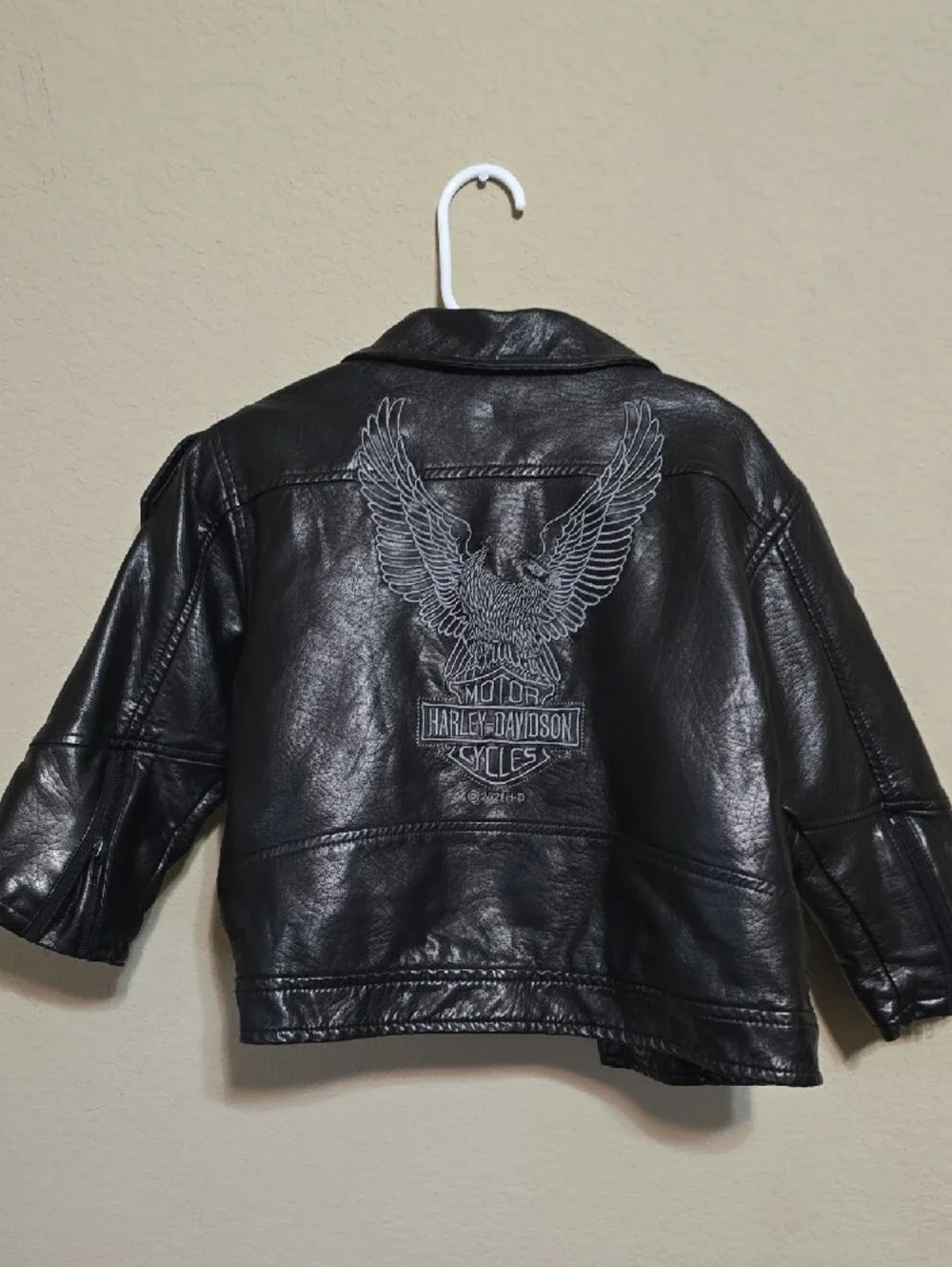 Harley-Davidson Black Kids Leather Jacket with Orange Logo